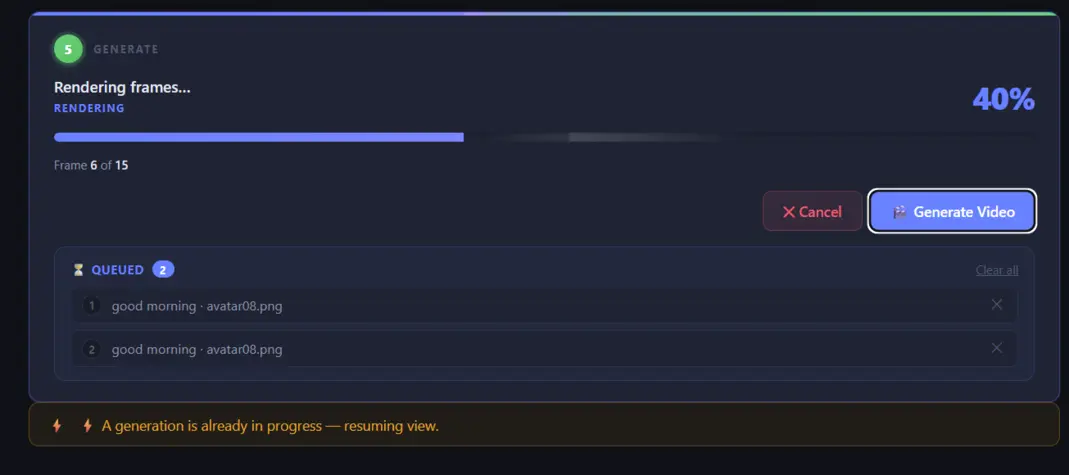 Batch queue rendering multiple videos