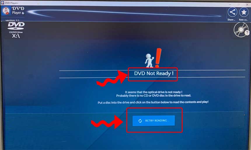 App's message: DVD Not Ready !