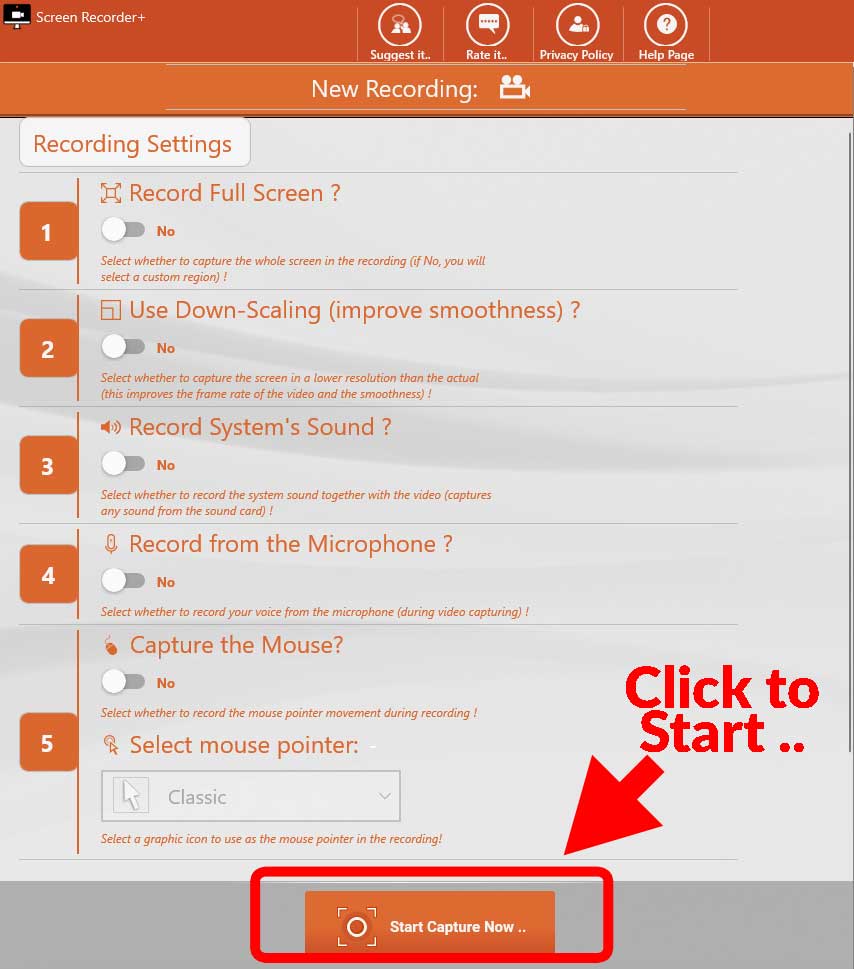 Screen Recorder+ (Main Page)