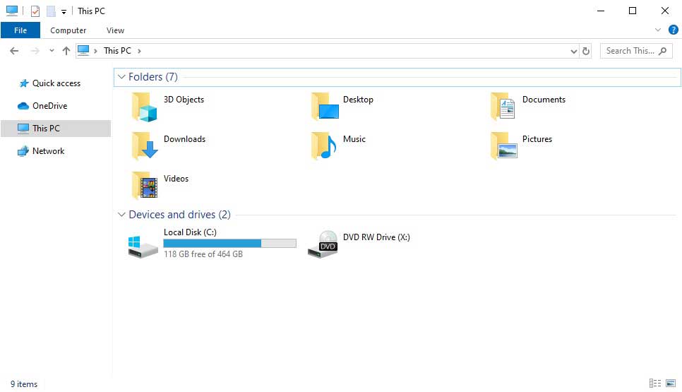 My Computer view: The DVD is empty!
