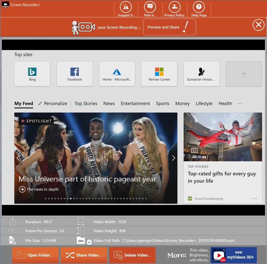 Screen Recorder+ (Main Page)