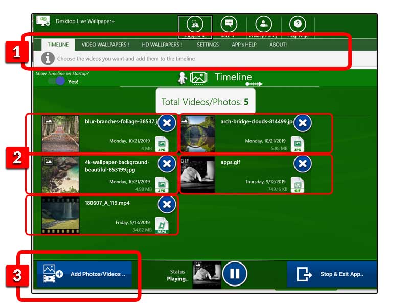 Example screenshot of the Desktop Live Wallpaper+ Timeline!