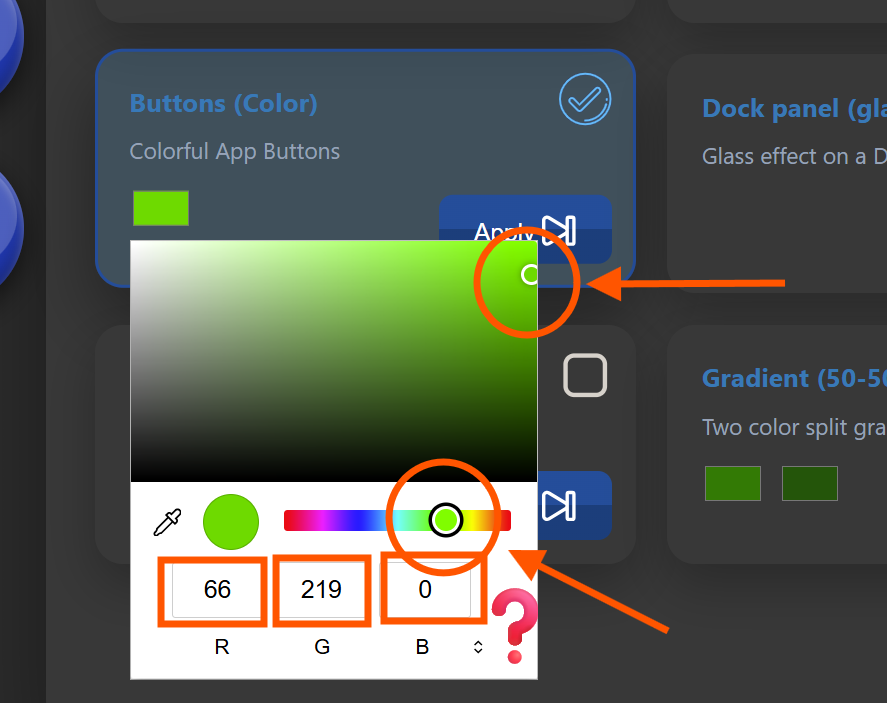 choose color for the Transparent Taskbar+
